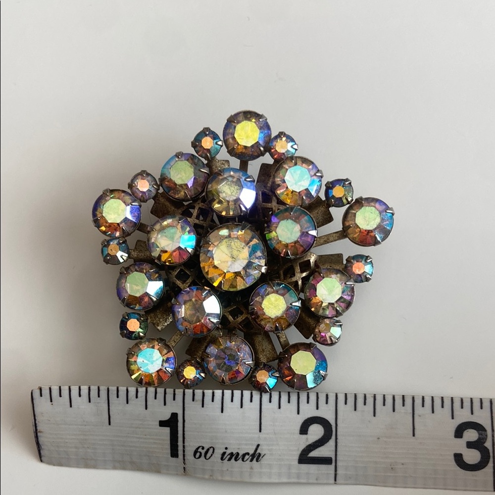 Vintage AB Rhinestone Brooch - Picture 3 of 4